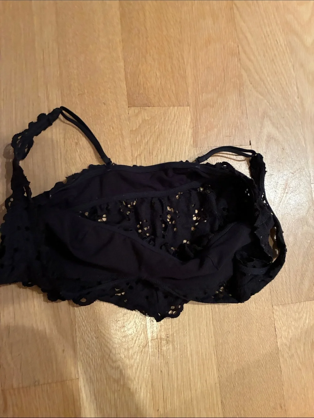 aerie Eyelet Lace Bralette Set in Light Pink and Black